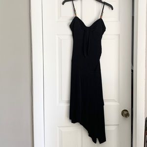 Detailed strap black dress